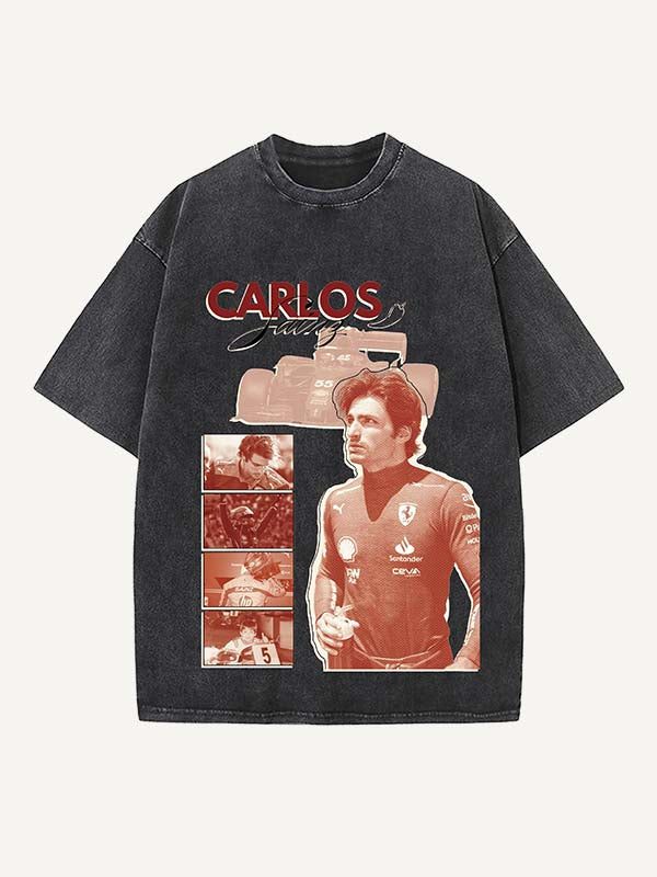 Carlos Sainz Print Round Neck T-shirt