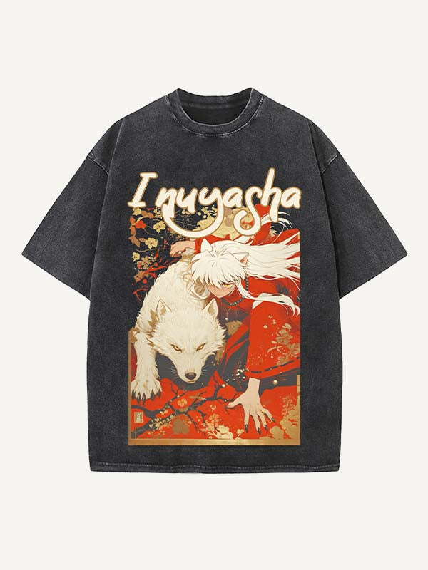 Inuyasha Print Round Neck T-shirt