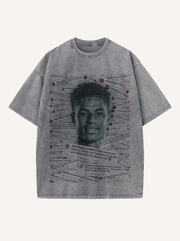 Marcus Rashford Print Round Neck T-shirt