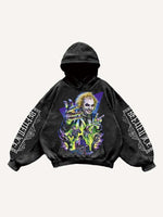 Halloween Beetlejuice Print Slant Pockets Hoodie