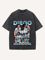 Diego Maradona Print Round Neck T-shirt