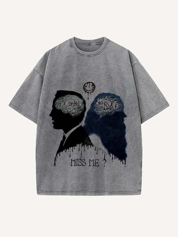 Sherlock Print Round Neck T-shirt