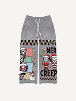 Christmas Horror Print Elastic Waist Pants