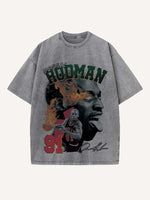 Dennis Rodman Print Round Neck T-shirt