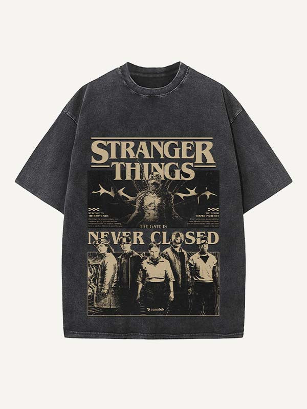 Stranger Things Print Round Neck T-shirt