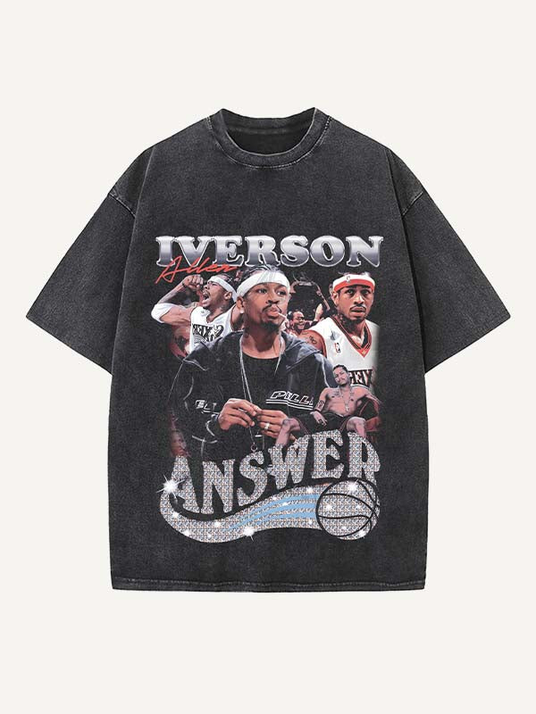 Allen Iverson Print Round Neck T-shirt