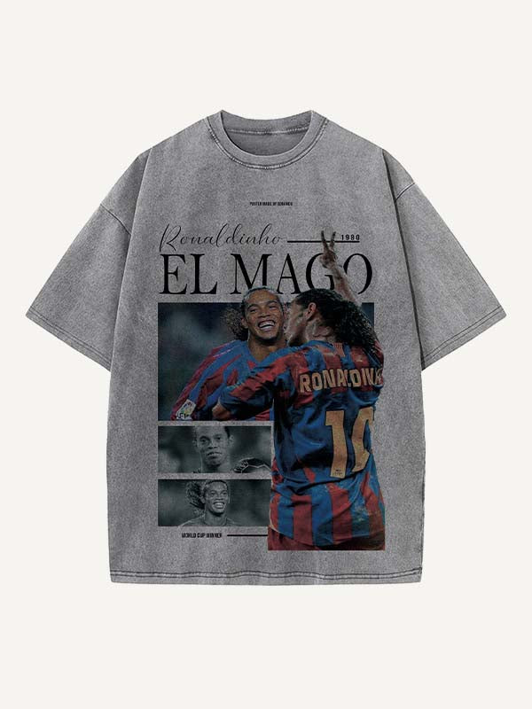Ronaldinho Print Round Neck T-shirt