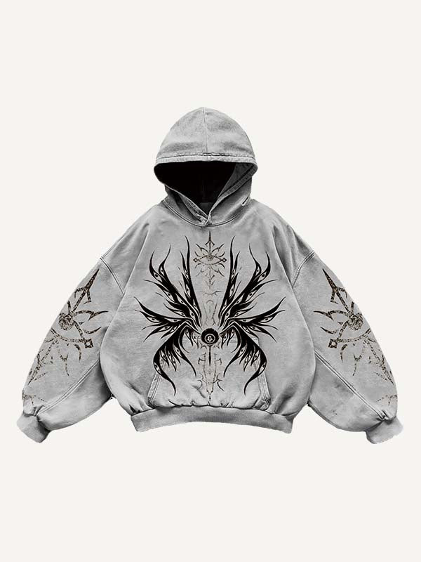 Eye&Wing&Graphic Print Slant Pockets Hoodie