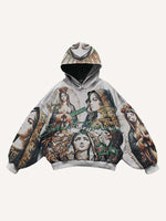 Mary&Pray&Letter Print Slant Pockets Hoodie