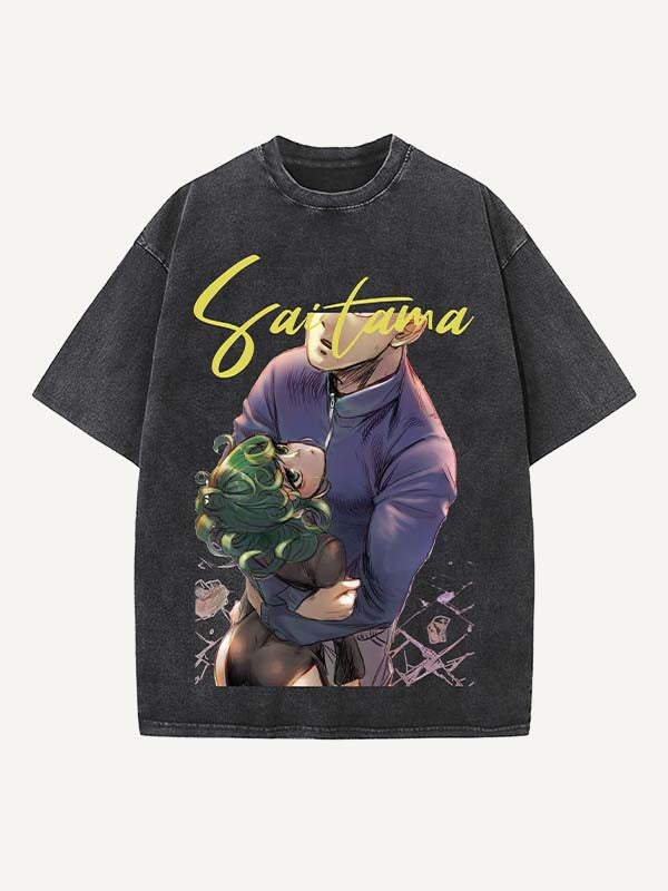One-Punch Man Print Round Neck T-shirt