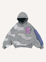 No Time To Love&Heart Faux Decal Print Slant Pockets Hoodie