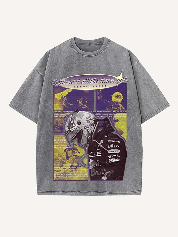 Sergio Perez Print Round Neck T-shirt