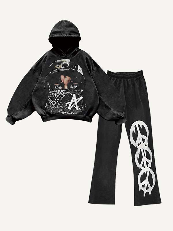 Figure Graphic Print Elastic Waist Two-Piece Set