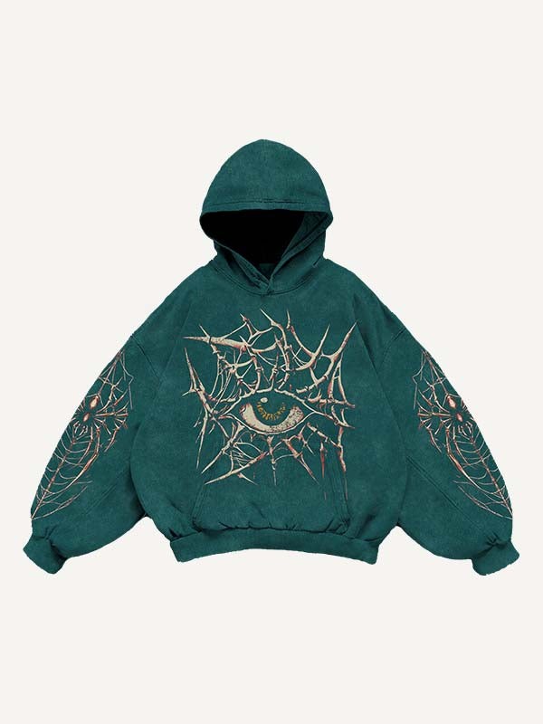 Eye&Letter&Graphic Print Slant Pockets Hoodie