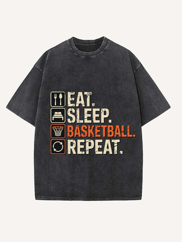 Basketball Aesthetic Print Round Neck T-shirt