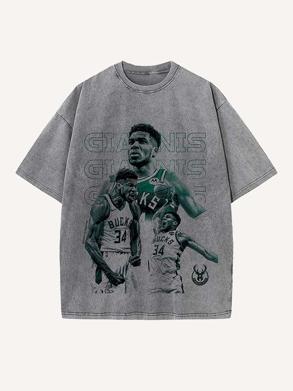 Giannis Antetokounmpo Print Round Neck T-shirt