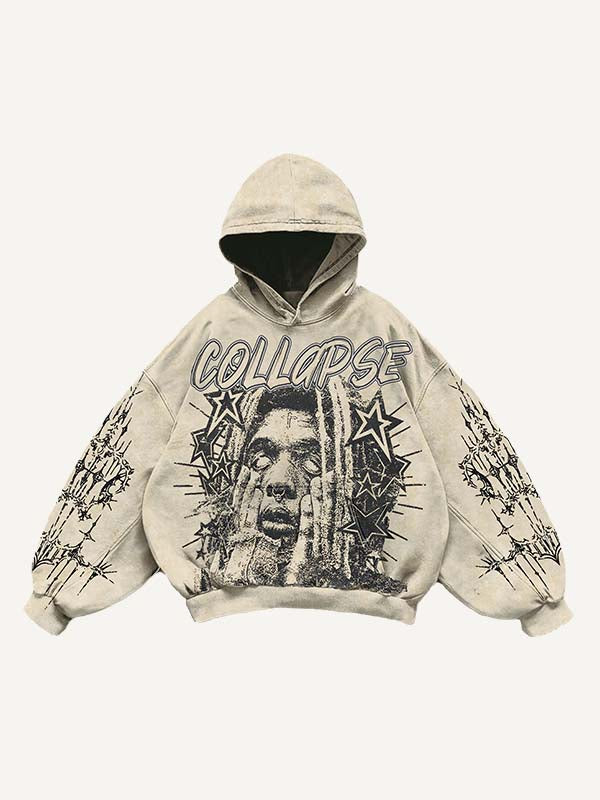 Figure&Star Graphic Print Slant Pockets Hoodie