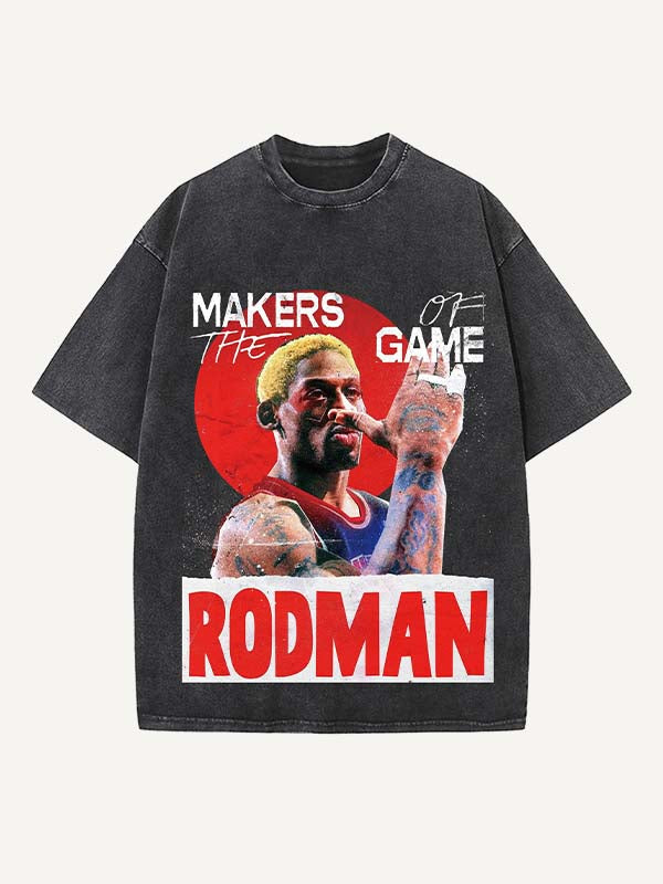 Dennis Rodman Print Round Neck T-shirt