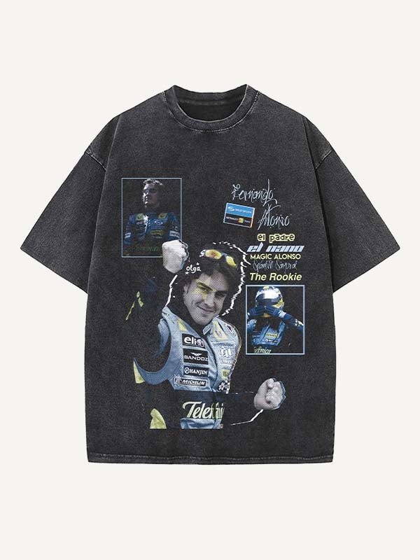 Fernando Alonso Print Round Neck T-shirt