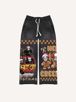 Christmas Horror Print Elastic Waist Pants