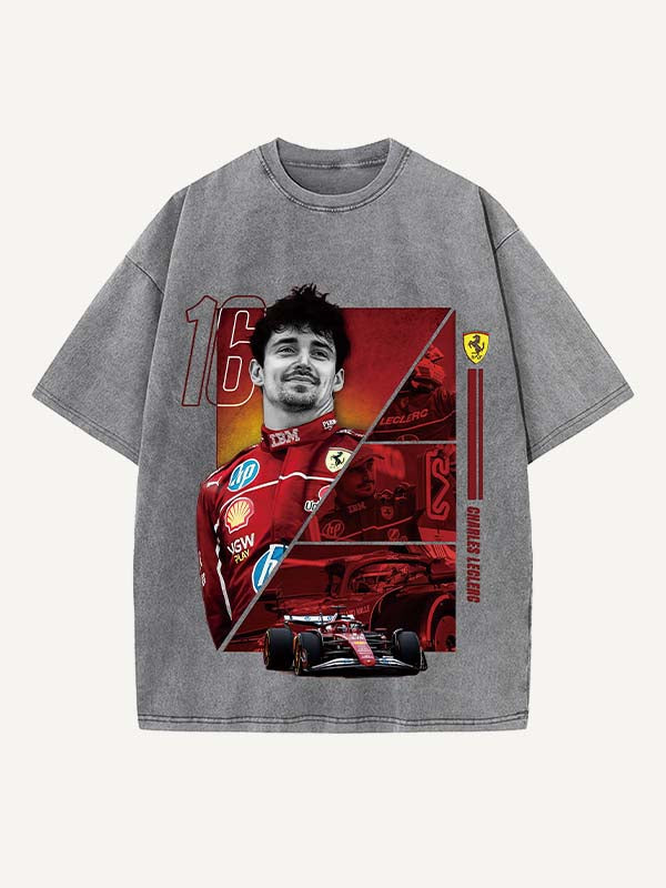 Charles Leclerc Print Round Neck T-shirt
