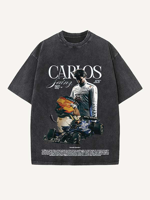 Carlos Sainz Print Round Neck T-shirt
