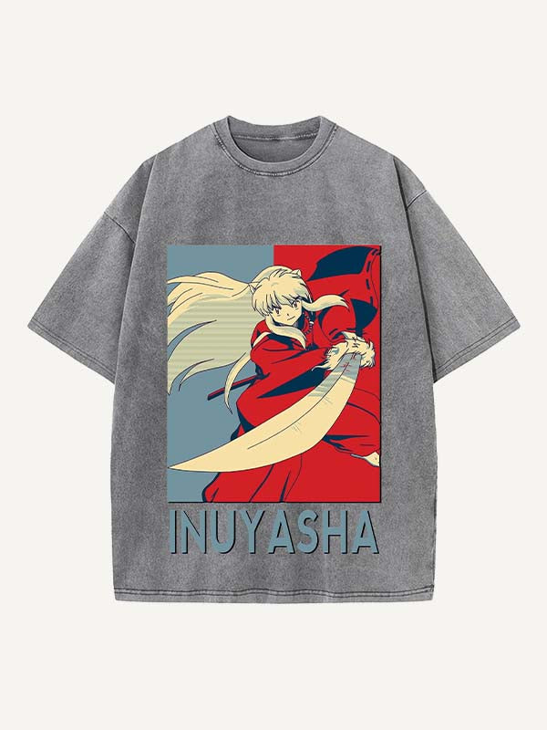 Inuyasha Print Round Neck T-shirt