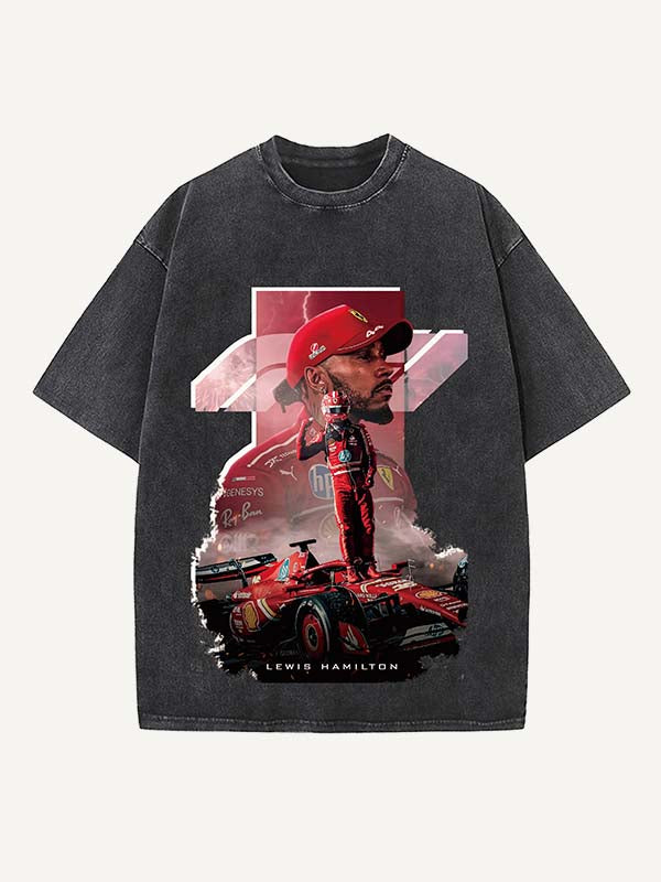 Lewis Hamilton Print Round Neck T-shirt