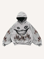 Teeth&Lips&Graphic Print Slant Pockets Hoodie