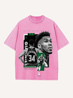 Giannis Antetokounmpo Print Round Neck T-shirt