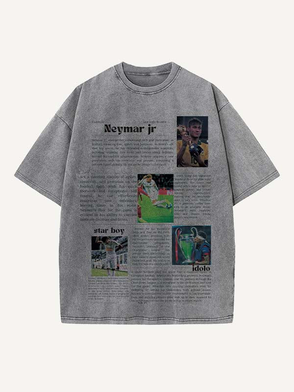 Neymar Print Round Neck T-shirt