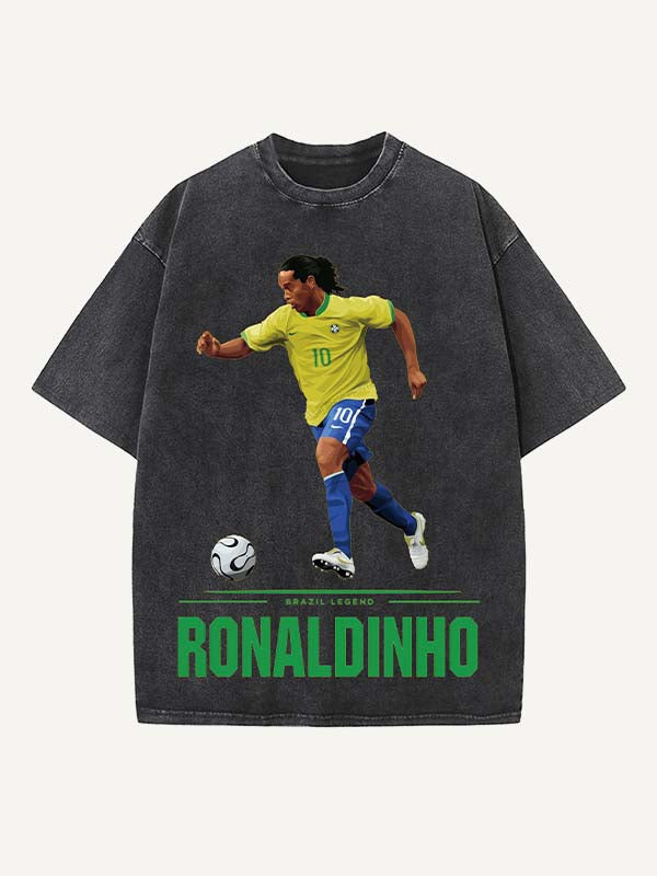 Ronaldinho Print Round Neck T-shirt