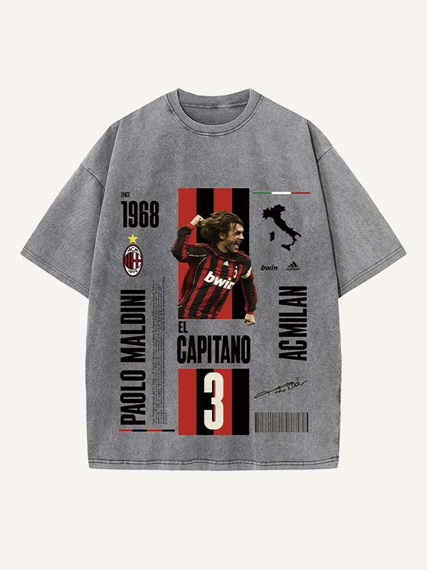 Paolo Maldini Print Round Neck T-shirt