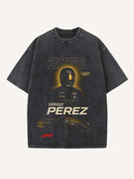 Sergio Perez Print Round Neck T-shirt
