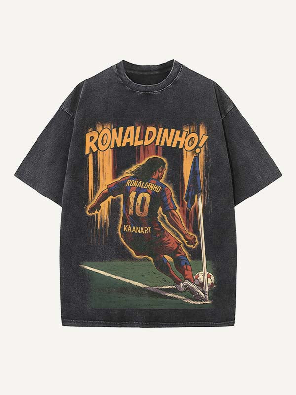 Ronaldinho Print Round Neck T-shirt