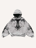 Cross&Graphic Print Slant Pockets Hoodie