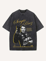 Sergio Perez Print Round Neck T-shirt