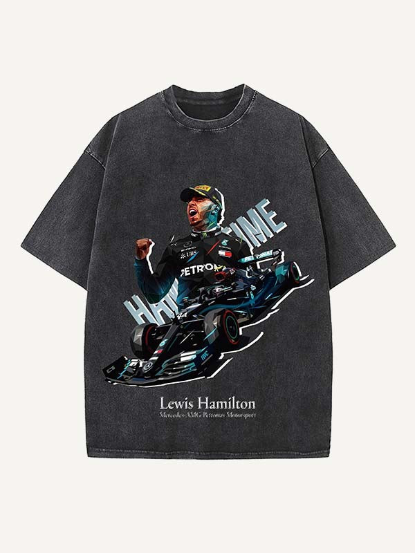 Lewis Hamilton Print Round Neck T-shirt