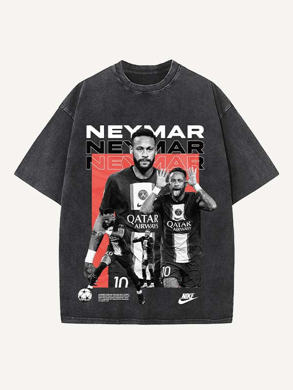 Neymar Print Round Neck T-shirt