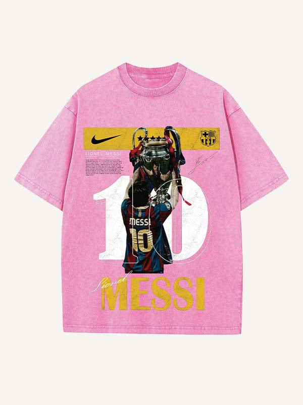 Lionel Messi Print Round Neck T-shirt