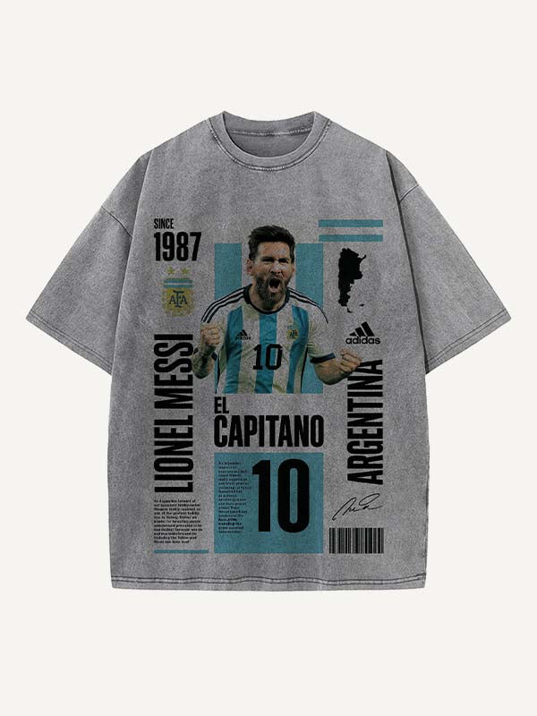 Lionel Messi Print Round Neck T-shirt