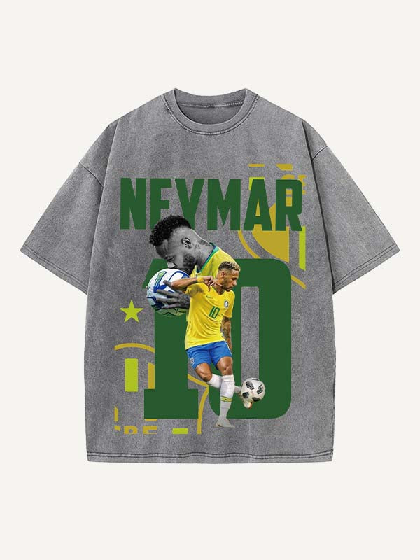 Neymar Print Round Neck T-shirt