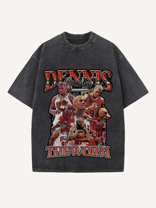 Dennis Rodman Print Round Neck T-shirt