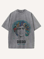 Diego Maradona Print Round Neck T-shirt