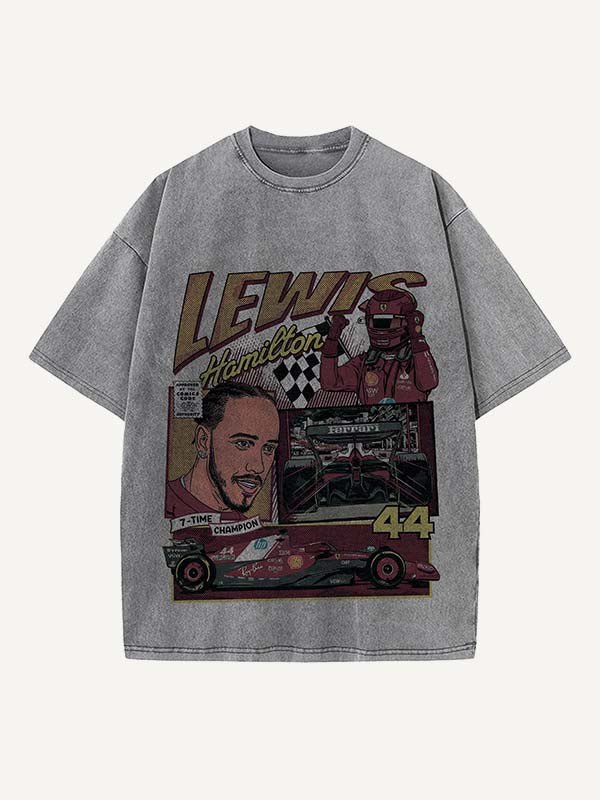 Lewis Hamilton Print Round Neck T-shirt