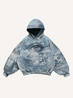 Mary&Figure&Eye&Graphic&Letter Print Slant Pockets Hoodie