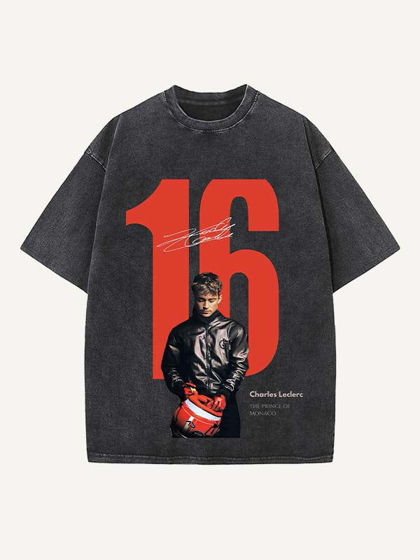 Charles Leclerc Print Round Neck T-shirt
