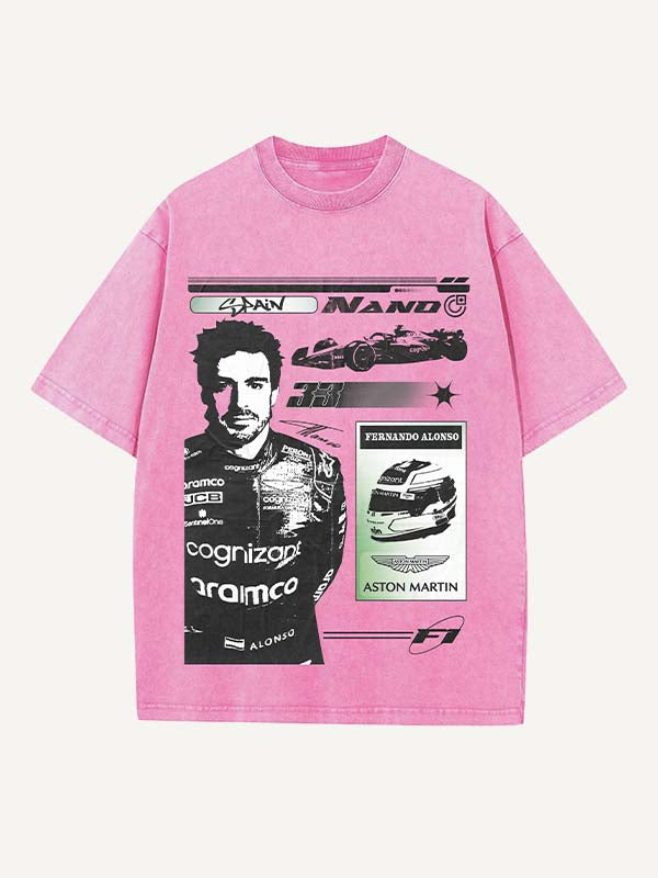 Fernando Alonso Print Round Neck T-shirt