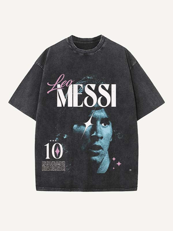 Lionel Messi Print Round Neck T-shirt