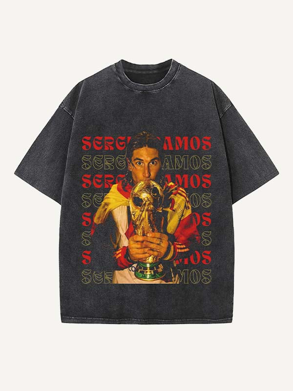 Sergio Ramos Print Round Neck T-shirt